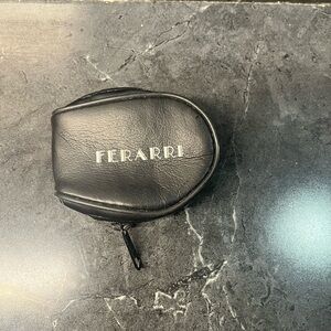 black leather Ferrari folding sunglasses case